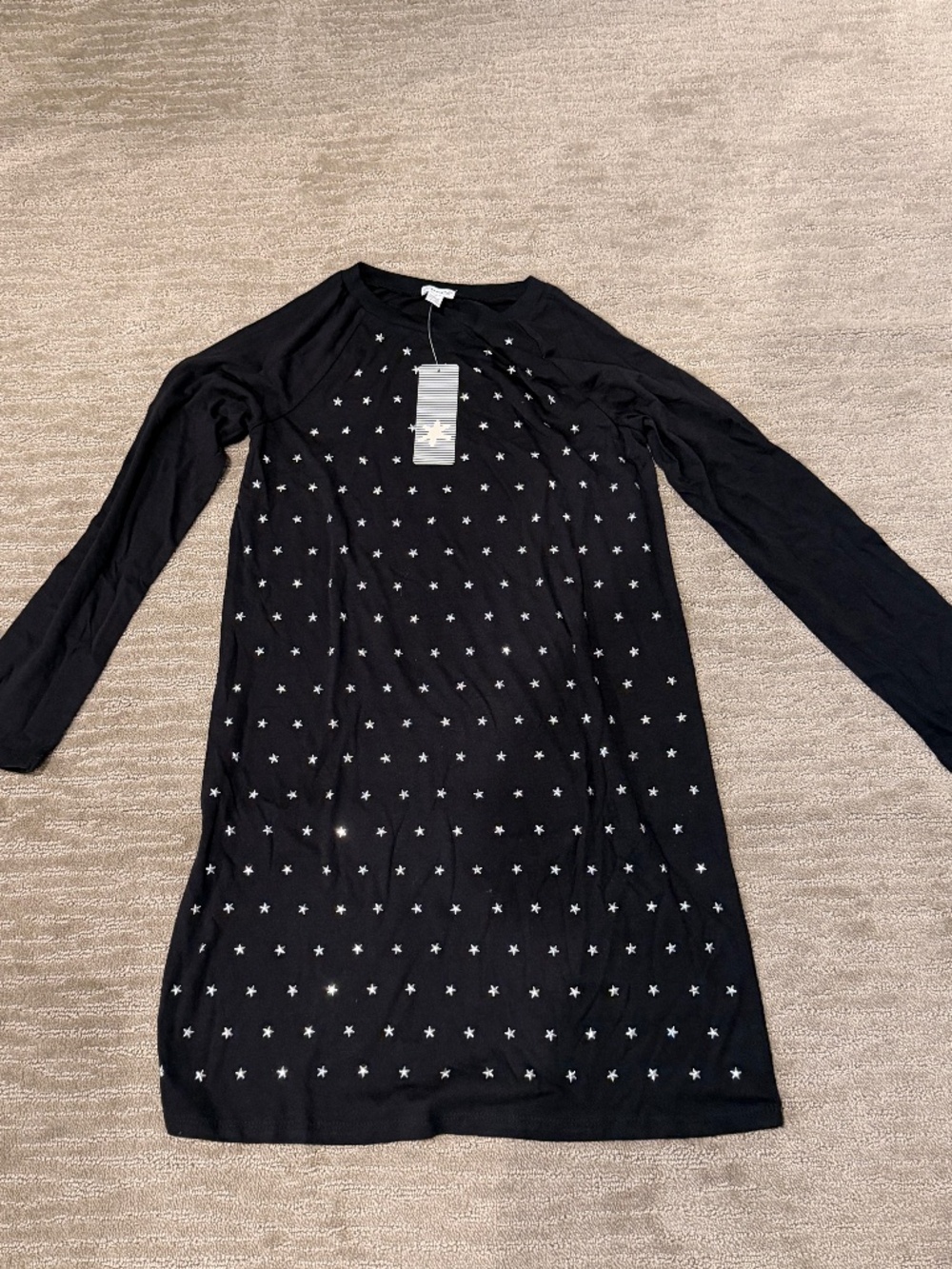 Splendid Teen Long Sleeved Black Dress with Silver Stars